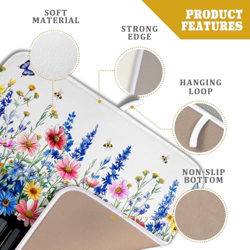 Spring Piano Dish Drying Mat (Wild Flowers 2 / 18" x 16")