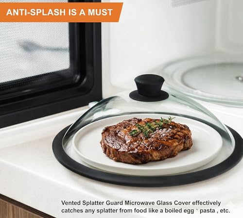 Vented Splatter Upgraded Tempered Glass Microwave Cover (10 inch)