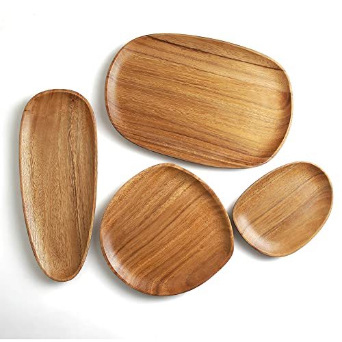 Acacia Wooden Serving Platters Set of 4
