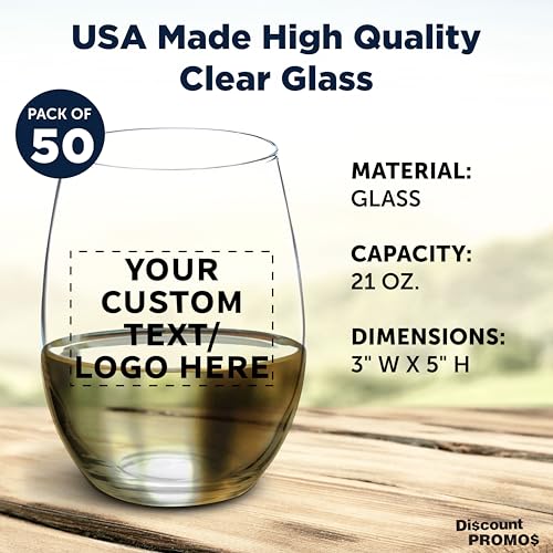 50 ARC Stemless Wine Glasses Set (50 Count)