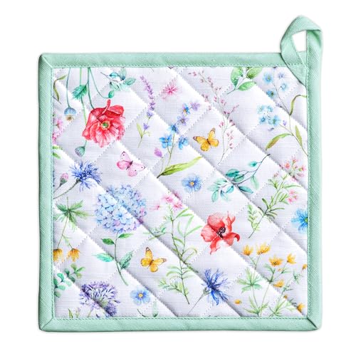 Pot Holders 100% Cotton Potholders (031 - Just Floral / 8" x 8" (Pot Holder Pack of 1))