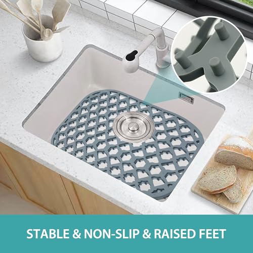 Silicone Kitchen Sink Protectors Mats (Gray (2 Packs))
