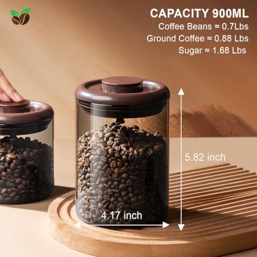 Glass Coffee Canister 900ml x 2 Jar (900ml * 2 Coffee)