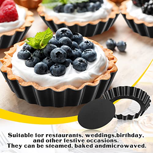 16 Pcs Mini Tart Pans for Baking (4 Inch (Round) / Black Gray Round)