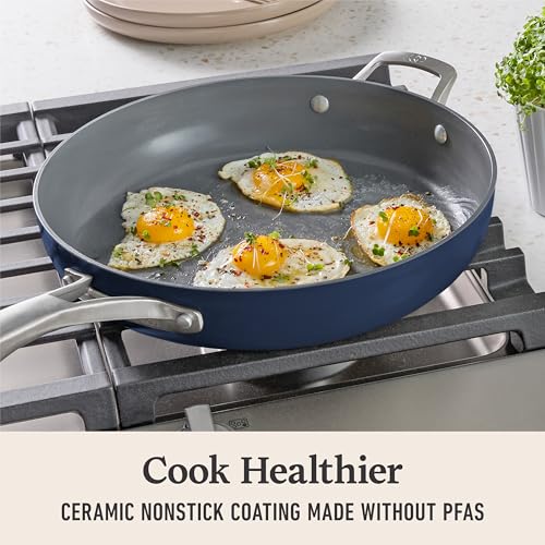Premier Ceramic Nonstick 12" Frying Pan with Lid (12" Fry Pan with Lid / Midnight Blue)