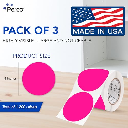 Neon Pink Perforated Round Circle Dot Sticker 4 (Neon Pink / 4 Inch)