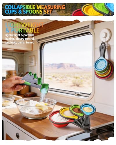 Collapsible Measuring Cups and Spoons Set with Funnel