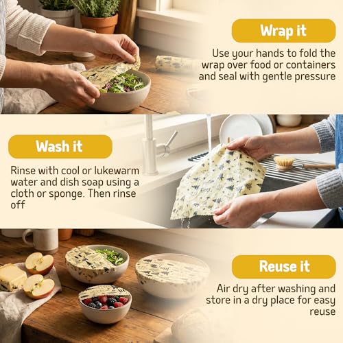 SuperBee Beeswax Wrap Roll XL 35x13" Reusable Food Wrap Holiday Print