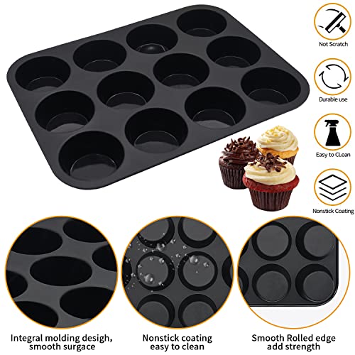 Silicone Muffin Pan Set (2PCS:Red + Black(2.8"))