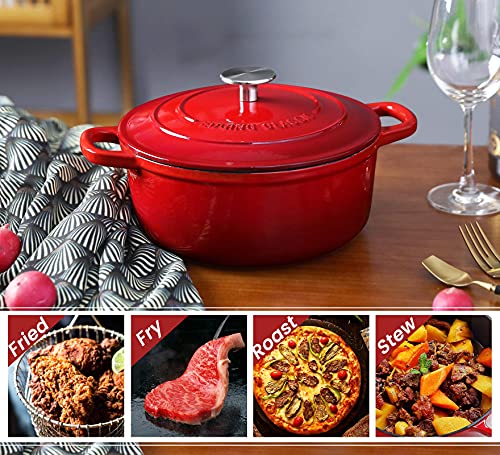 Enameled Cast Iron Dutch Oven (Red / 5.5QT)