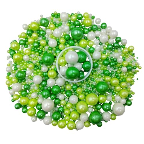 Edible White Green Sugar Pearls Candy Sprinkles 120G (White Green)