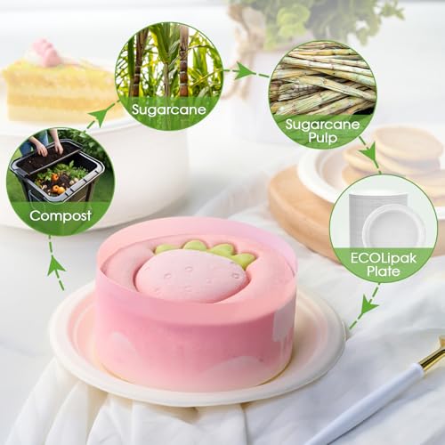 6 in 200 Pack White Disposable Compostable Dessert Paper Plates (6in-200white)