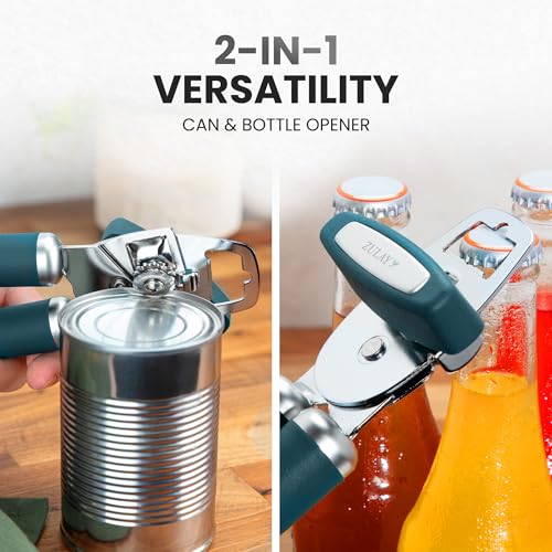Manual Can Opener Heavy Duty Patented Stainless Steel (Green / Comfy Grip)