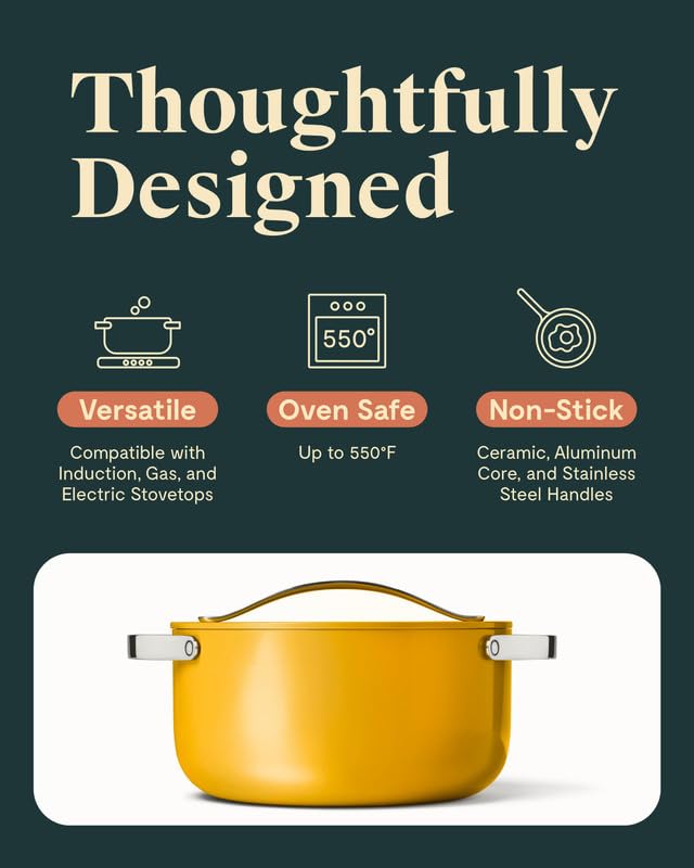 Non Stick Ceramic Dutch Oven Pot with Lid (Marigold)