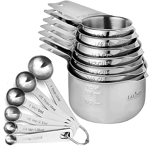 Stainless Steel Measuring Cups and Spoons Set