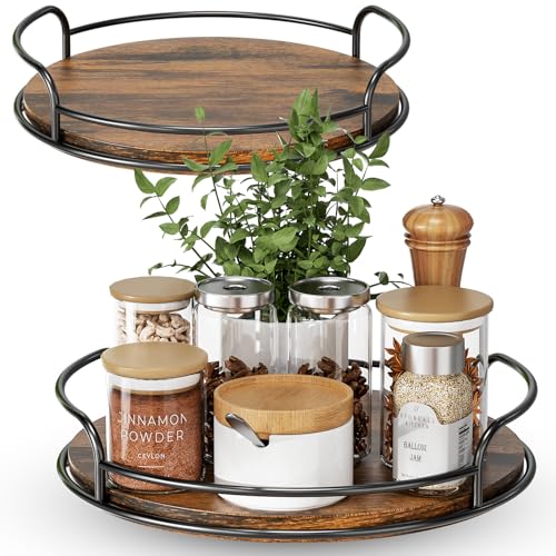 2 Pack 9'' 11'' Lazy Susan Turntable Organizer for Table Top Cabinet (9in+11in 2 Pack)