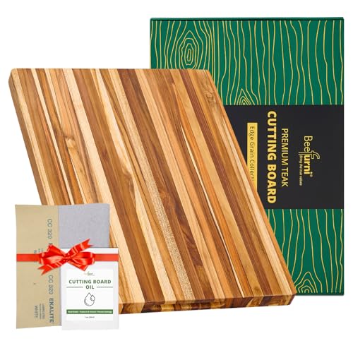 Large Teak Wood Cutting Board with Hand Grip (24"L x 18"W)