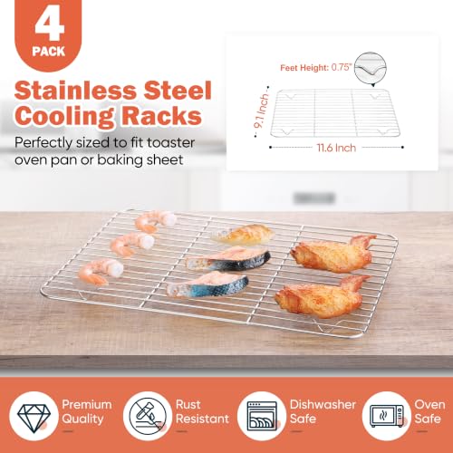 4 PCS Cooling Racks for Quarter Sheet Pan (11.6*9.1 Inch)