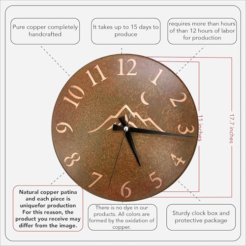 Handmade Pure Copper Wall Clock for Home Decoration (Rusty Landscape / 11)