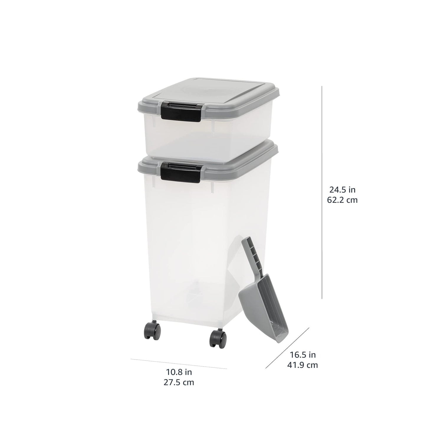 3 Piece Airtight Pet Food Storage Container Combo with Scoop (45 QT (33 QT + 12 QT))
