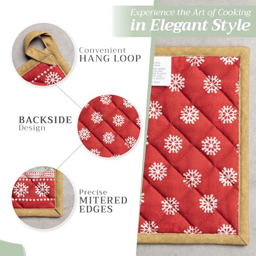 100% Cotton Oven Mitt & Pot Holder Set (067 - Sofia / 7.5" x 13" & 8" x 8" (Oven Mitt & Pot Holder))