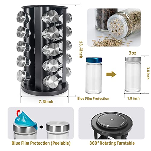 Black Countertop Revolving Spice Rack (20 Count)