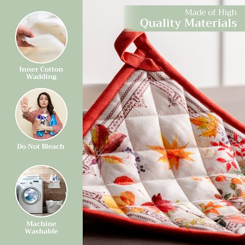 Pot Holders 100% Cotton Potholders (056 - Amarante / 8" x 8" (Pot Holder Pack of 2))