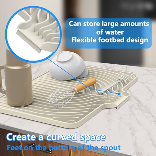 Dish drying mats for kitchen counter (18"×12" / Cream)