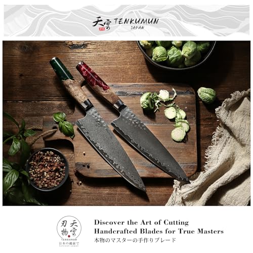 Japanese Gyutou Knife Pro. Handcrafted 8 inch Chef Knife Handmade Forged Knife Japan VG (Crystal Green Handle)