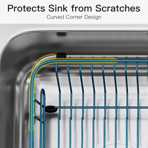 Blue Dish Drying Rack in Sink with Utensil Holder (Blue / For 10"-12"w Sink)