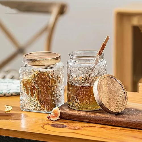 Vintage Glass Airtight Storage Jar (Sunflower*2)