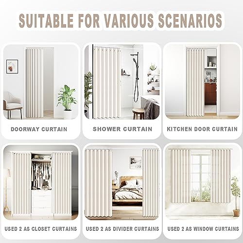 Closet Curtain for Open Closet & Doorway (Beige / 52"W x 78"L (Pack of 1))