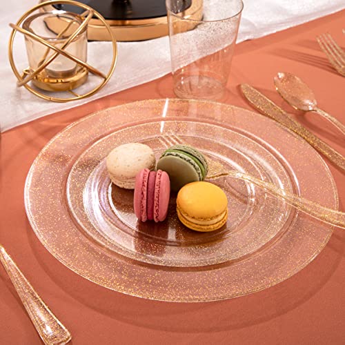 102 Pcs Gold Glitter Plastic Plates (102 Pieces / Gold Glitter)