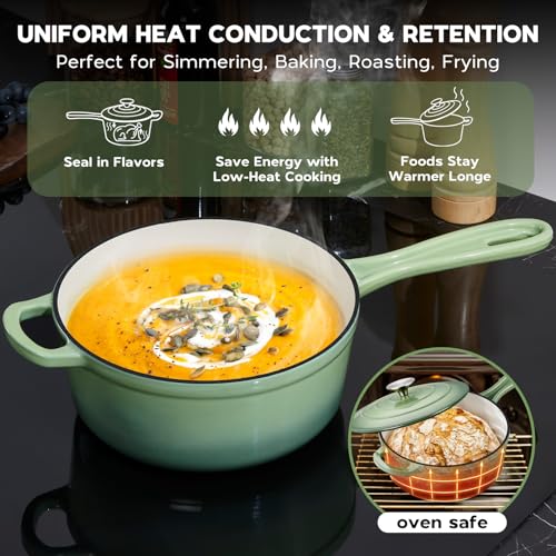 3QT Sauce Pan with Lid (Pistachio Green / 3 Quarts)