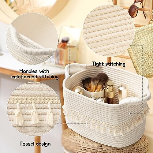 White Cotton Rope Baskets for Storage (White / 3 Pack)