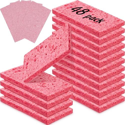 48 Pcs Sponges Bulk Sponges Kitchen Compressed Sponge (Pink)