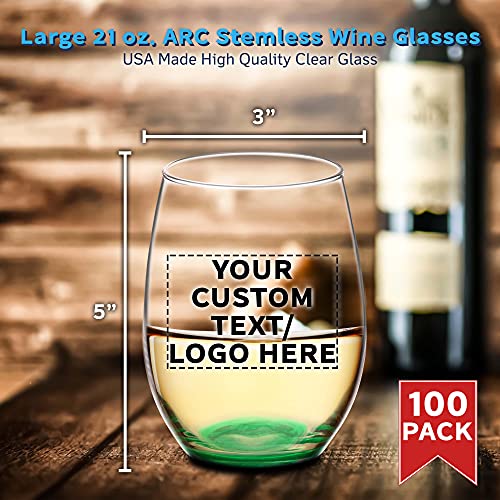 100 ARC Stemless Wine Glasses Set (100 Count)