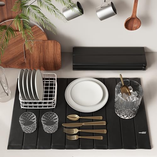 Stone Drying Mat for Kitchen Counter (PU-Black)