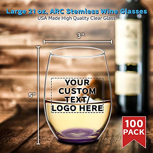 100 ARC Stemless Wine Glasses Set (100 Count)