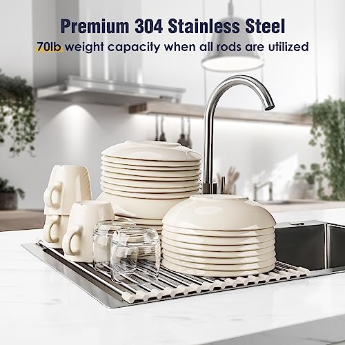 Roll Up Dish Drying Rack Over Sink