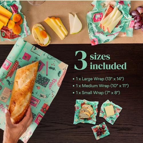 Beeswax Food Wraps (Seasons Greetings / Small, Medium, Large)