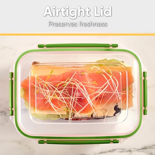 Plastic Food Storage Containers with Airtight Lids (80 oz / Green)