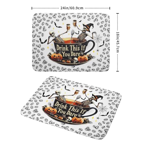 Skull Dead Coffee Dish Drying Pad 18 X 24 in for Halloween Decor (Dead Coffee White / 24" x 18")