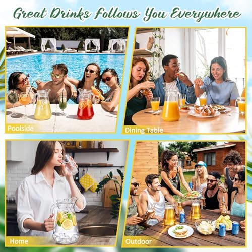 Tessco 6 Pcs Plastic Pitchers 60 Oz Clear Water Beer Jug Large (Modern)