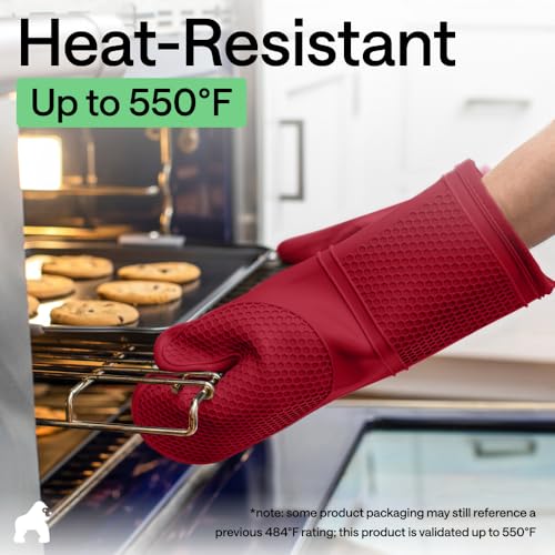 Silicone Oven Mitts (Red / 14.5" Oven Mitts)