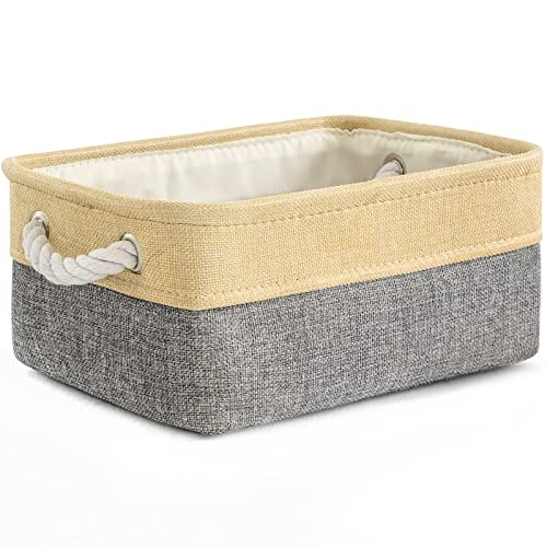 Small Storage Bins Basket (Gold&Grey / Small -11.8Lx7.9Wx5.2H)