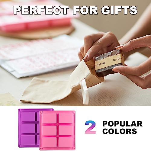 4 Pack Silicone Soap Molds (Pink+Purple - Rectangle)