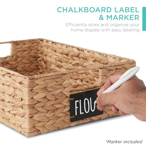 Set of 4 16x12in Large Water Hyacinth Pantry Baskets (12x16x5in / Natural)