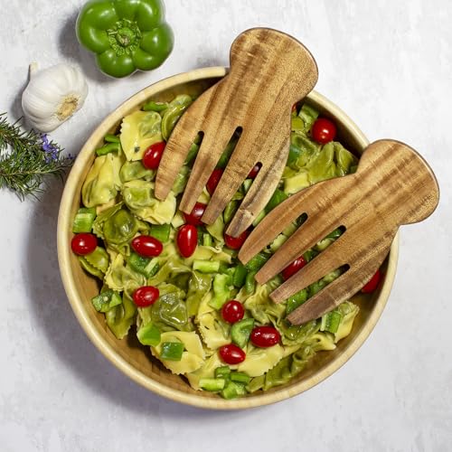 Salad Hands Acacia Wood Salad Serving Utensils for Tossing & Serving
