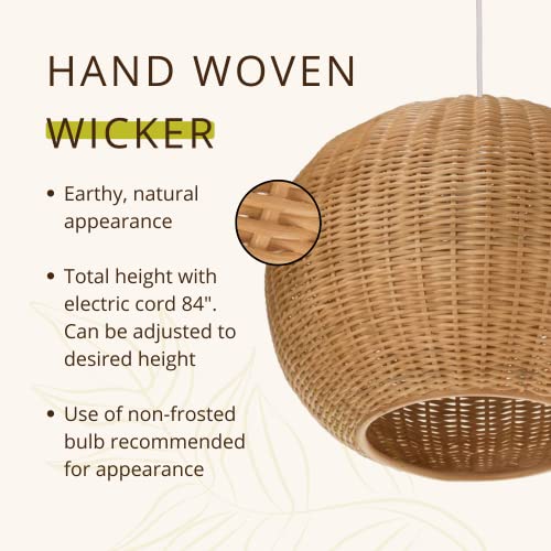 1050030 Wicker Ball Pendant Light (Natural)